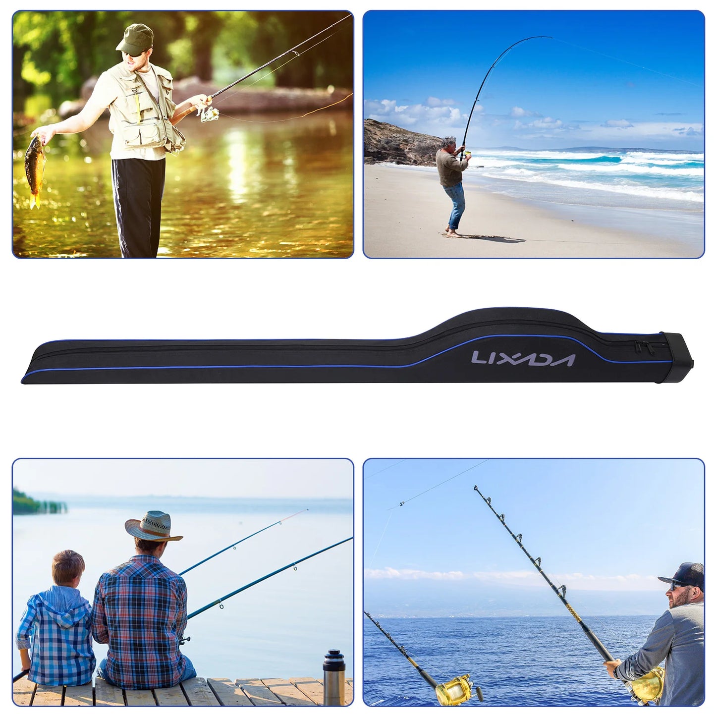 Waterproof Fishing Rod Bag 1.3m Fishing Pole Protective Pouch Hard Shell Fishing Tackle Storage Bag